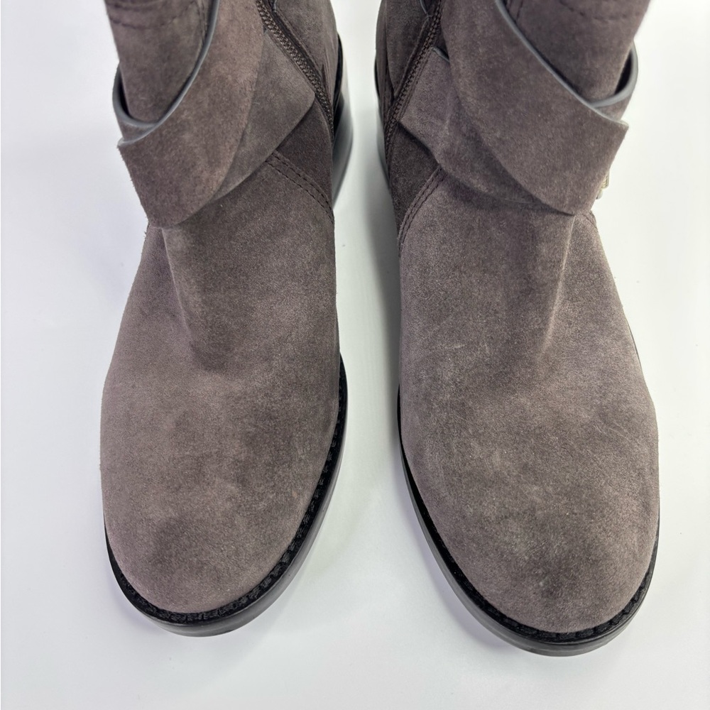 Wethima Suede Mid Calf Boots Vince Camuto Gray Zip Western Festival Fall 8.5 - Picture 5 of 11